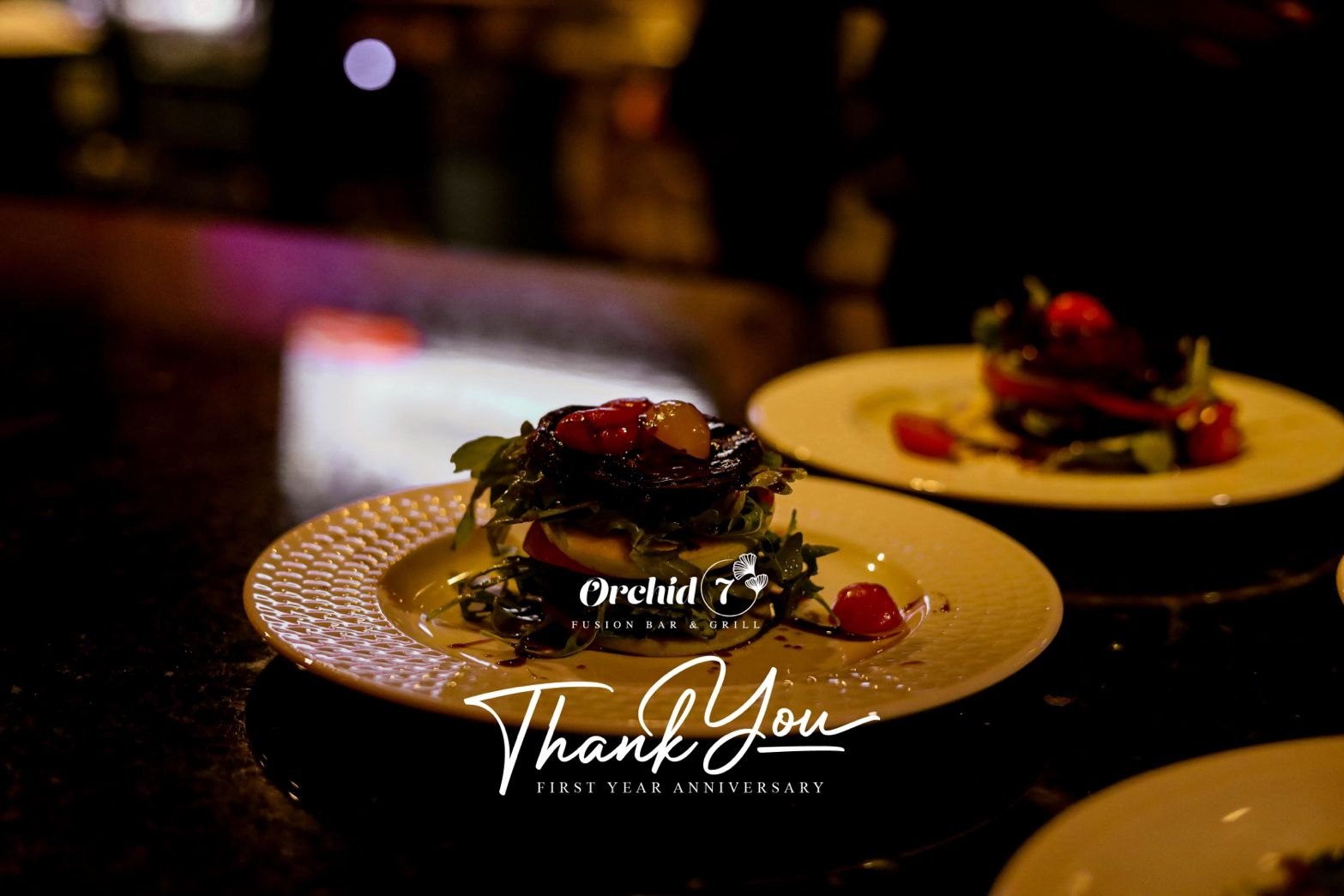 Plated appetizer at the Orchid7 Fusion Bar and Grill first anniversary celebration